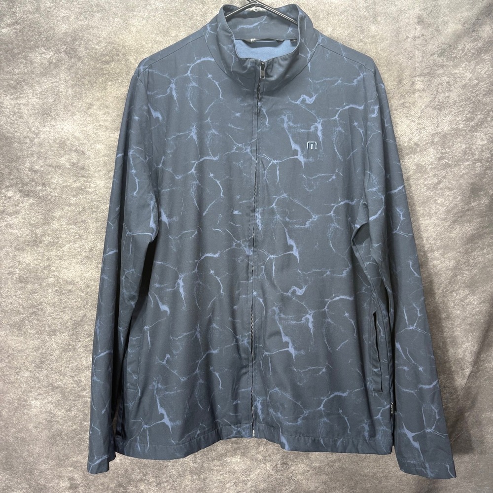 Travis Mathew Verge full Zip Golf Performance Jacket Men's L Navy Marble Print